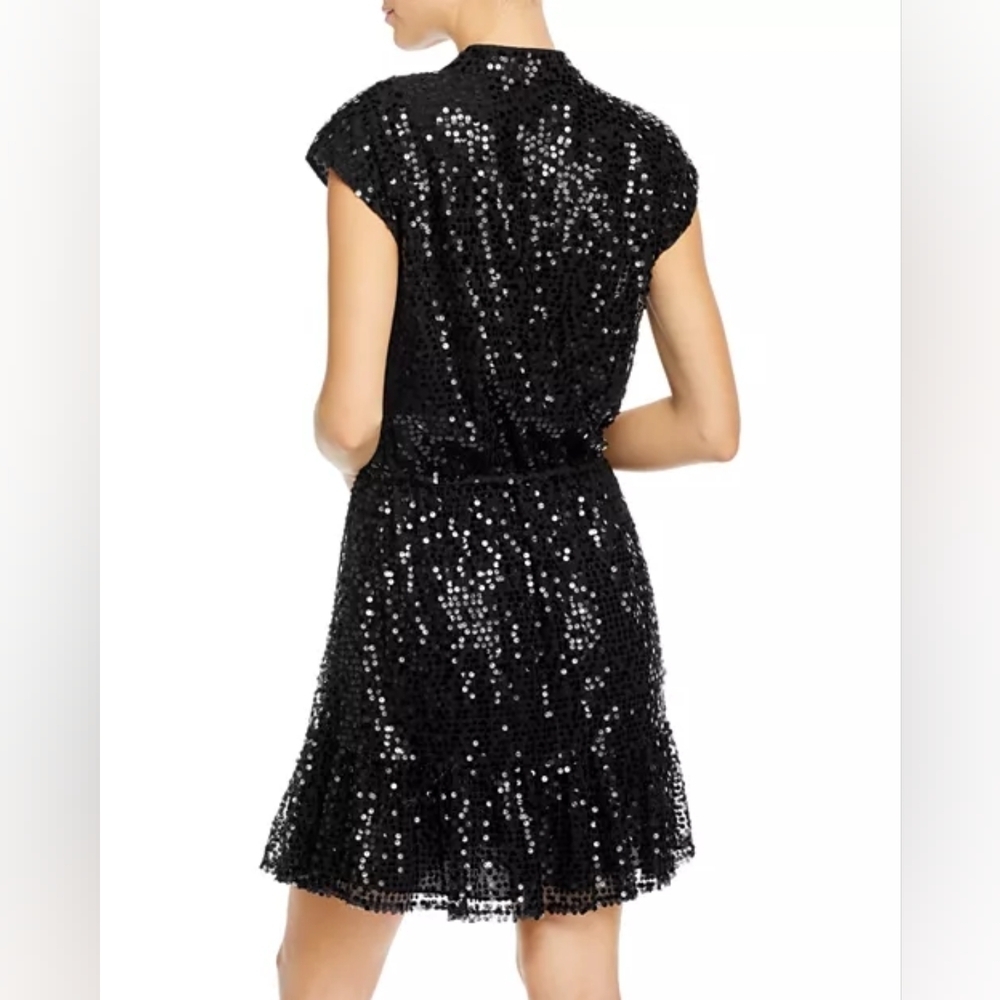 Rebecca Minkoff Black Sequin Embellished Mini Lined Dress - Size XS - Picture 3 of 15